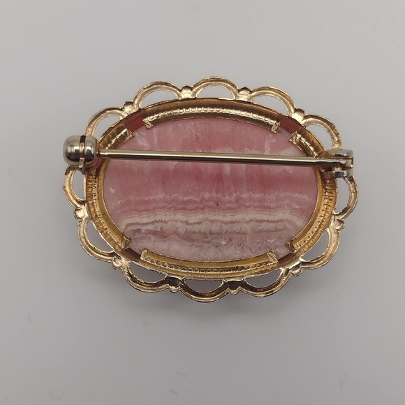 Vtg. '40s Rhodochrosite Brooch and Earrings Set - Picture 4 of 9